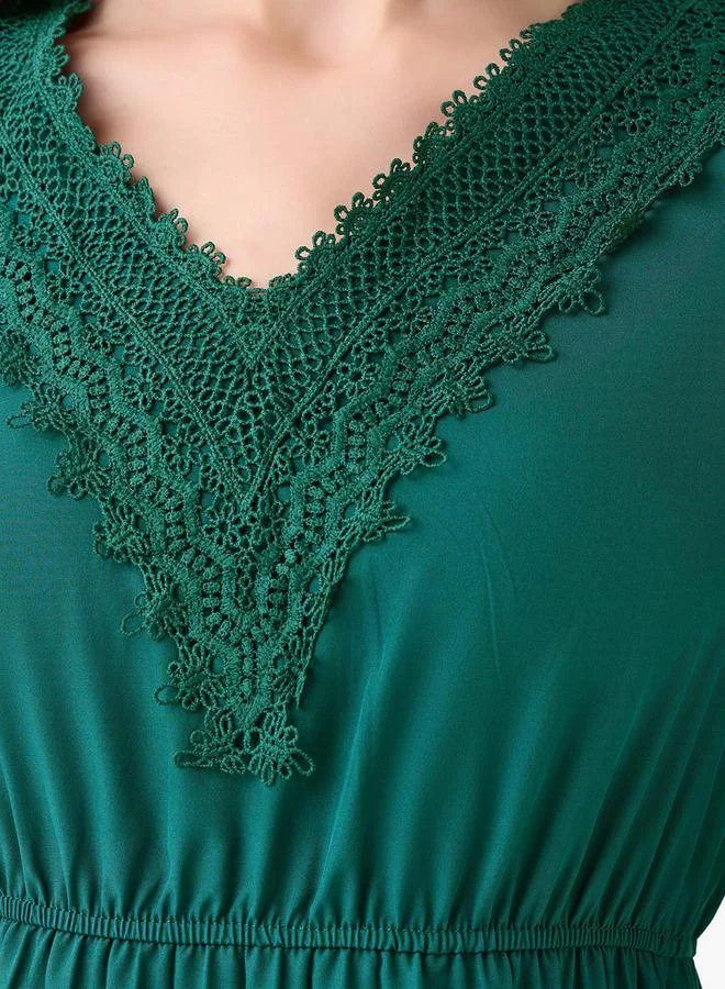 Splash FAV  Pleated Midi Dress with Lace Detail for Women | Best Price UAE